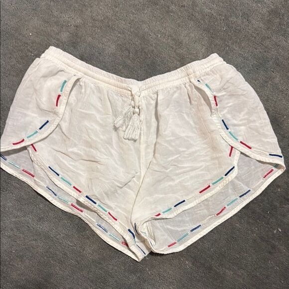 Womens White Embroidered Shorts GAP - Short Drawstring Shorts Size XS - Like New - Picture 1 of 3